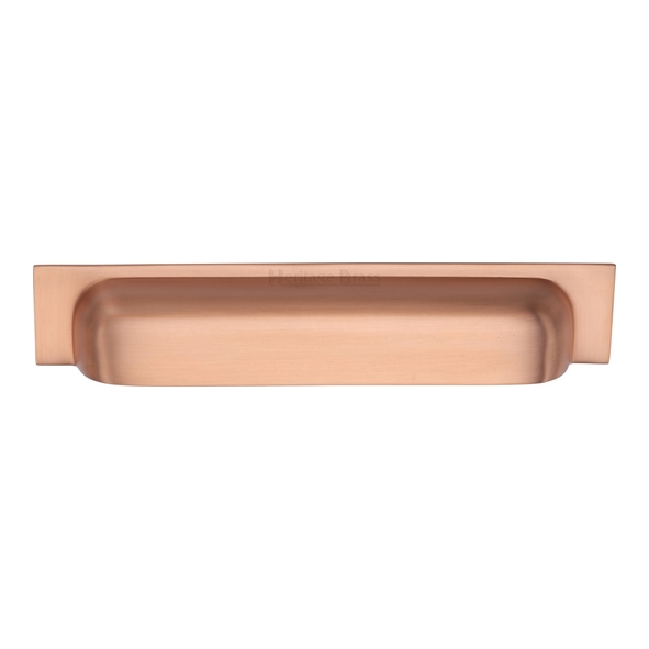 C2766 152-SRG • 152/178 c/c x 221x42x22mm • Satin Rose Gold • Heritage Brass Concealed Fix Square Plate Contemporary Cup Handle